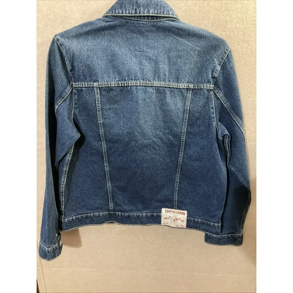 True Religion Men’s Jesse SN Trucker Jean‎ Jacket Sz S NWT Blue Med. Wash Denim